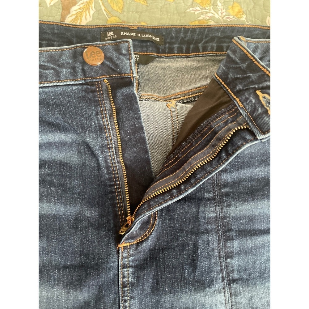 Lee Riders Shape Illusions Denim Skirt Dark Wash Stretch Mini Skirt Womens - Picture 10 of 11
